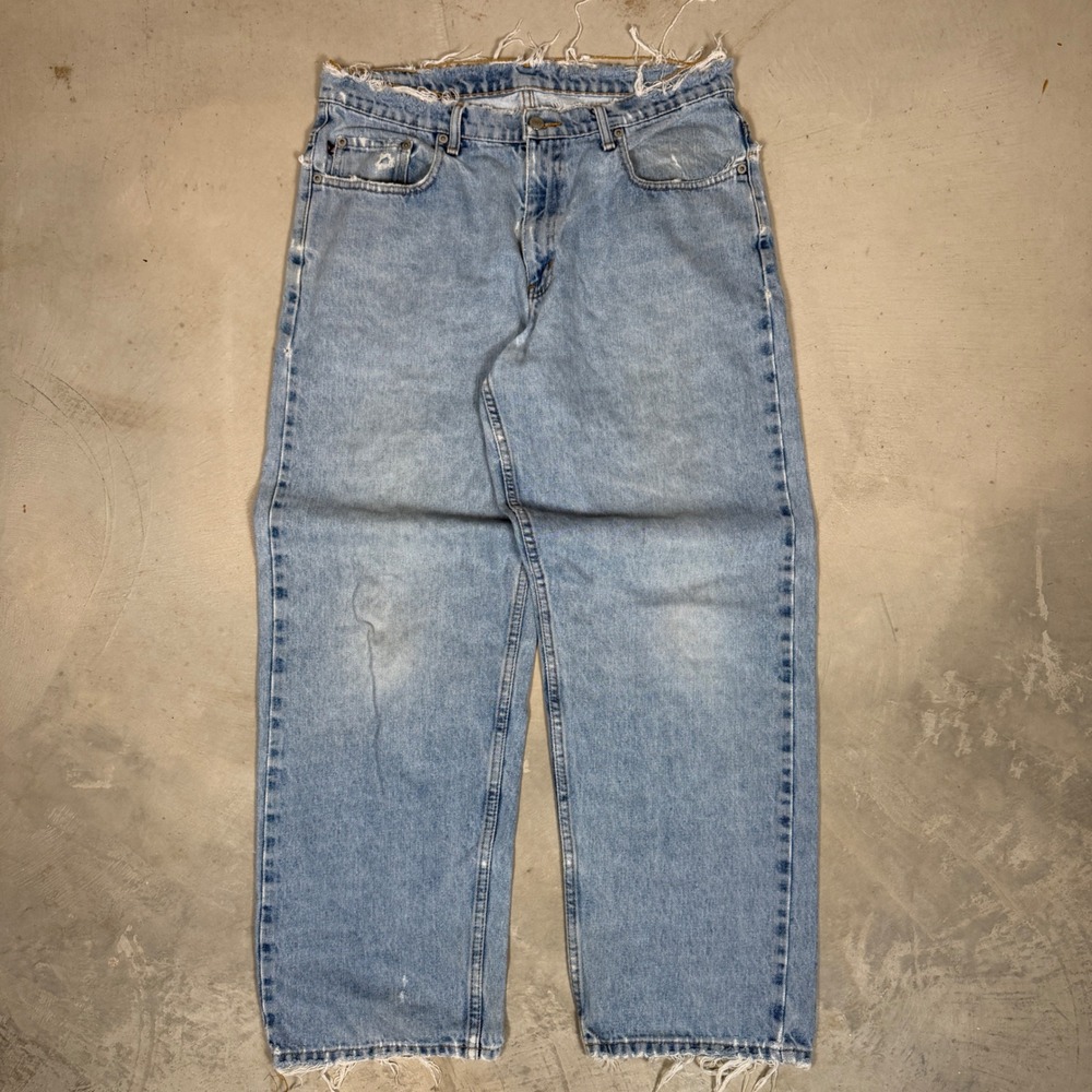 Polo Jeans Co Ralph Lauren Mens 34x30 Loose Fit Distressed Blue Denim Jeans 90s